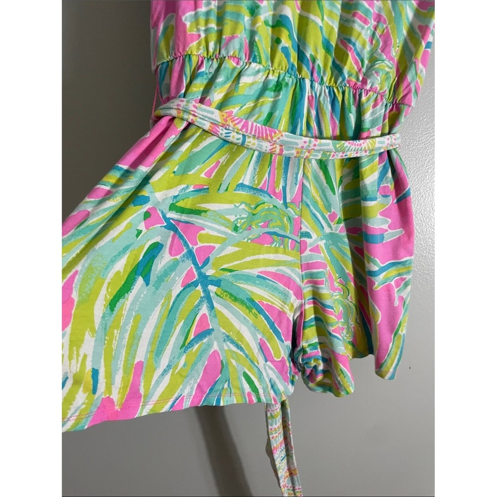 Lilly Pulitzer Romper Cotton Jersey Tropical Palm Print S Resortwear - Picture 9 of 12